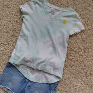 Old Navy Blue White Tie Dye High Low Top